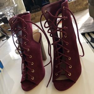 Maroon lace up heels